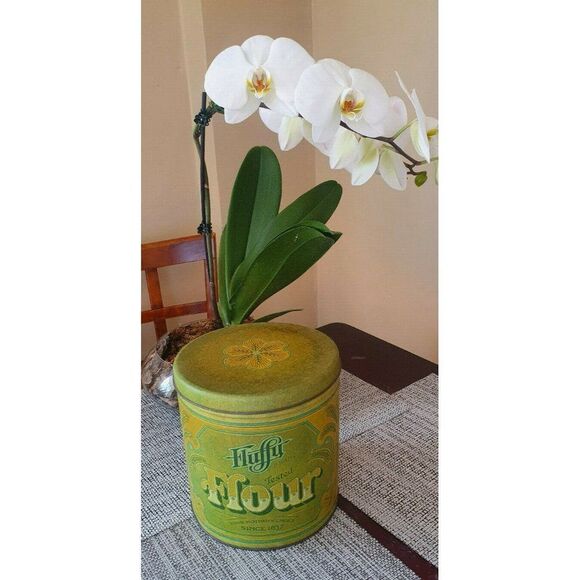 4 Pc Vintage Fluffy Brite White Sunshine Golden Leaf Tins Flour Sugar Coffee Tea - Picture 3 of 6